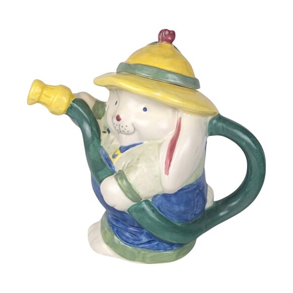 Vintage Bunny with Hose Teapot: Treasure Craft Handcrafted Ceramic - Picture 5 of 8
